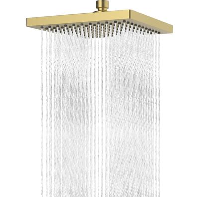 Hibbent Eckiger Regenduschkopf 200x200mm aus Edelstahl, gebürstetes Gold