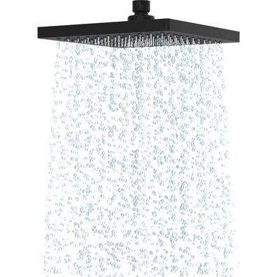 Hibbent Eckiger Einbauduschkopf 200x200mm Edelstahl, Schwarz - Regenduschkopf