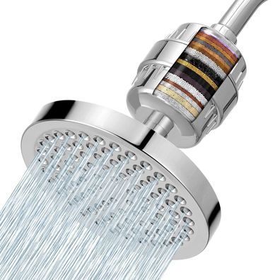Voolan Duschkopf-Set mit 23-stufigem Filter, Hochdruck-Regenduschkopf 15cm