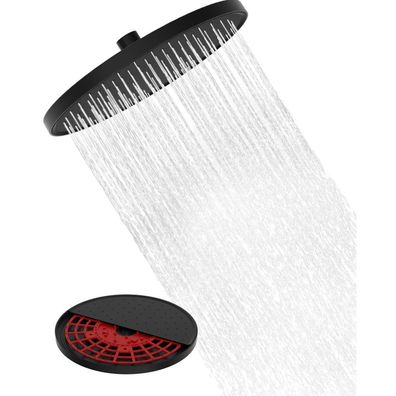 Hibbent Regendusche Duschkopf 10 Zoll Rund Schwarz, Selbstreinigend, 360°