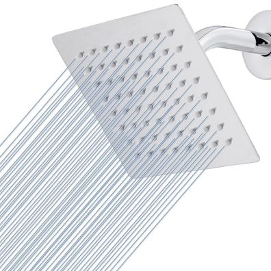 Voolan 15cm Quadrat Hochdruck Regenbrause Duschkopf aus Edelstahl 304, Wand