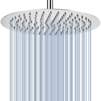 Voolan 30cm Runder Edelstahl Regenbrause Duschkopf, Hochdruck, für niedrigen