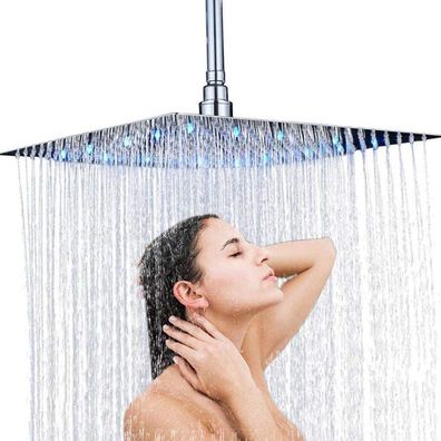 Junsottor Eckige Regendusche 12 Zoll (30x30cm) mit LED, Selbstreinigend