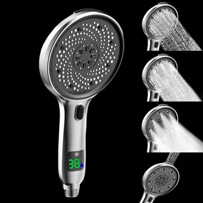 Jinyomfly LED Duschkopf mit Temperaturanzeige, 4 Duschmodi und Filter für ein