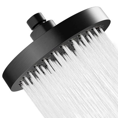 Jinyomfly Kopfbrause Regendusche Schwarz 6 Zoll mit Anti-Kalk-Düsen, Hochdruck