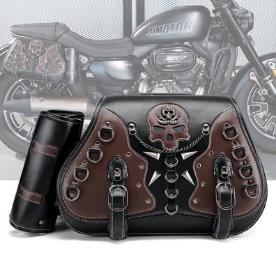 GQDGCU Motorrad Satteltasche 30L Leder Wasserdicht mit Flaschenhalter für
