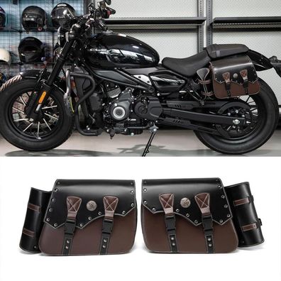 GQDGCU Motorrad Satteltasche 2x15L Leder Wasserdicht mit Flaschenhalter für