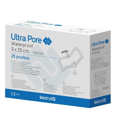 Medrull Ultra Pore Wasserfeste Wundpflaster 15 x 9 cm, 25 Stück - 100