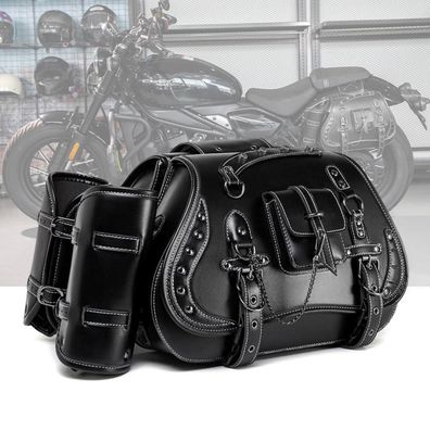GQDGCU Motorrad Satteltasche 30L Leder Wasserdicht mit 2 Getränkehaltern