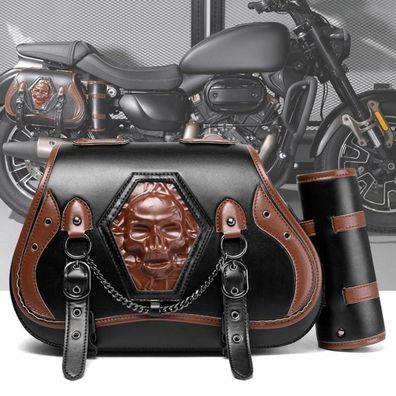 GQDGCU Motorrad Satteltasche 30L Leder Wasserdicht mit Flaschenhalter für
