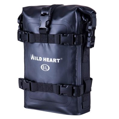 WILD HEART Motorrad Trockentasche 6L Schwarz - Wasserdicht & Reflektierend für