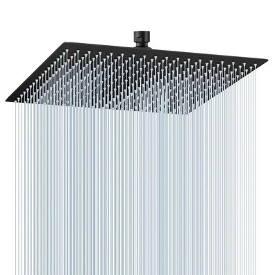 KINLIV 40CM Regendusche Schwarz Matt, 304 Edelstahl, 324 Anti-Kalk-Düsen, 360°