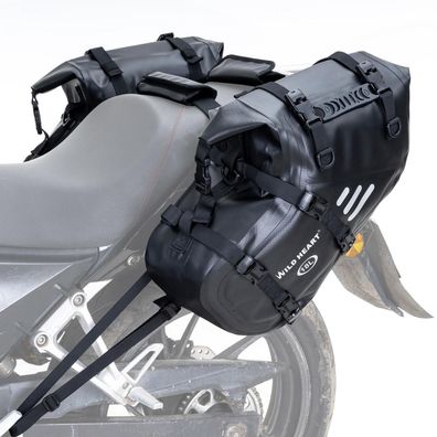 WILD HEART Motorrad-Satteltaschen wasserdicht 36L (18L x 2) TPU Schwarz