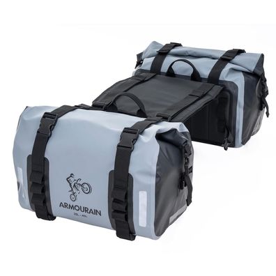 Armourain Motorrad Satteltasche 70L (35L*2) - Wasserdicht & Reflektierend (Grau)