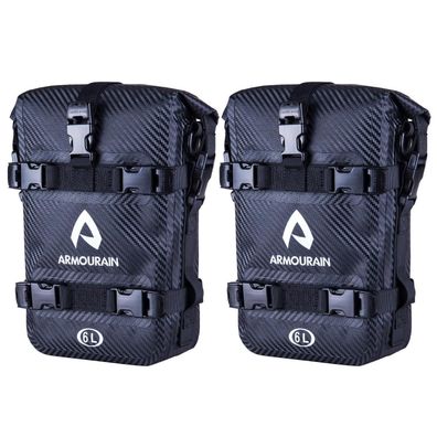 Armourain 2er Set Motorrad Sturzbügeltaschen, 6L Wasserdicht, Carbon Schwarz
