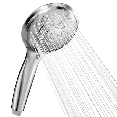 VEHHE Duschkopf Regendusche Wassersparend mit 6 Strahlarten Handbrause, Chrom