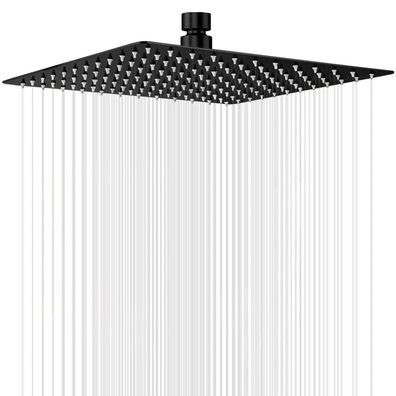 Ohotecy 12 Zoll (30cm) Quadratischer Regendusche Duschkopf Edelstahl Schwarz