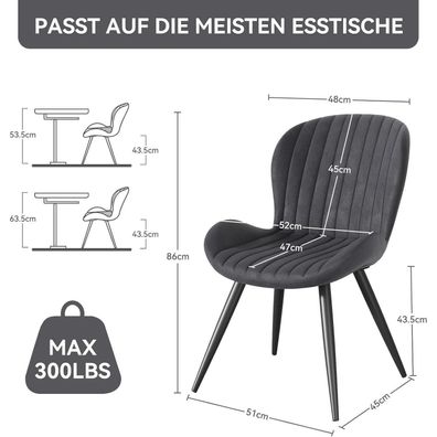 Esszimmerstühle 2er Set, ergonomischer Polsterstuhl mit Armlehne, wasserdicht