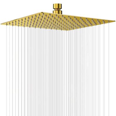 Ohotecy 12 Zoll (30cm) Regendusche Duschkopf Edelstahl Quadratisch Gold