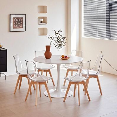 Set 6x Moderne Transparente Esszimmerstühle mit abnehmbarem Kissen