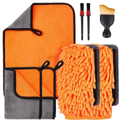 flintronic Autopflege Set 8-teilig: 3 Mikrofasertücher (600GSM), 2