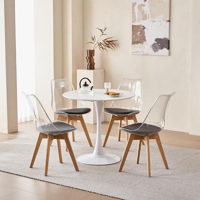 HJhomeheart 8er Set Moderne Transparente Esszimmerstühle mit abnehmbaren