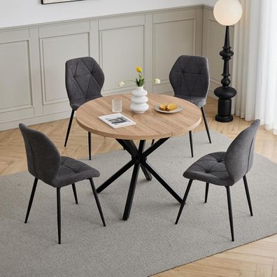 JZGORC 4er-Set Esszimmerstühle aus Leinen, gepolstert mit hochentwickeltem
