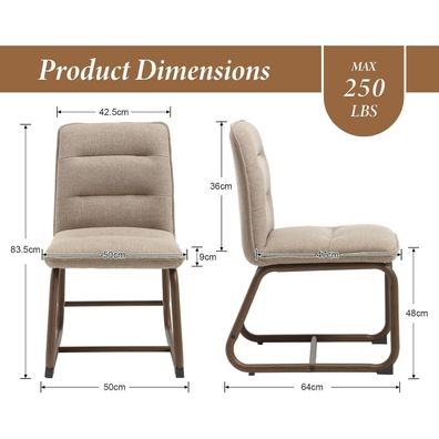 Dayalane Esszimmerstühle 4er Set - Moderne Küchenstühle aus Leinen mit