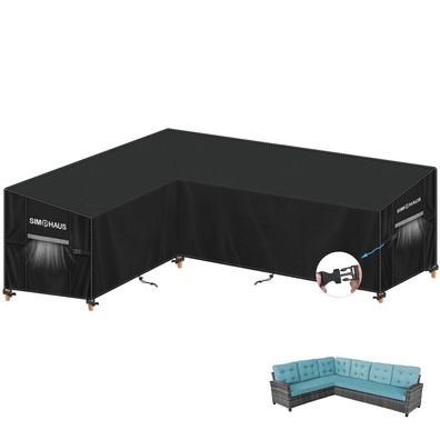 Simphaus Gartenmöbel Abdeckung L-Form Wasserdicht für Ecksofa Lounge