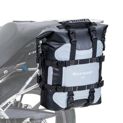 WILD HEART Motorrad Seitentasche 20L/25L Grau, wasserdicht, verschleißfest, mit