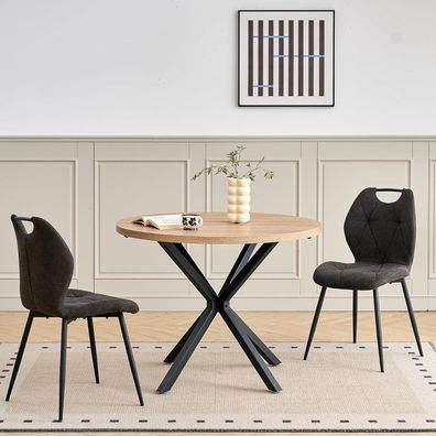 4er-Set Esszimmerstühle im skandinavischen Stil, gepolstert, mit Metallbeinen