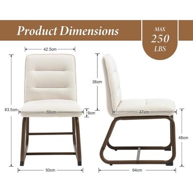 Dayalane Esszimmerstühle 4er Set - Moderne Küchenstühle aus Leinen mit