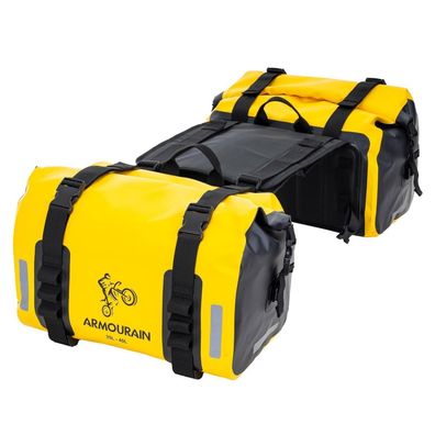 Armourain Motorrad Gepäckrolle Wasserdicht 70L (2x35L) PVC Gelb, Seitentaschen