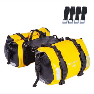 WILD HEART Wasserdichte Motorrad Satteltasche 40L (20L x 2) - Gelb, 36x25 cm