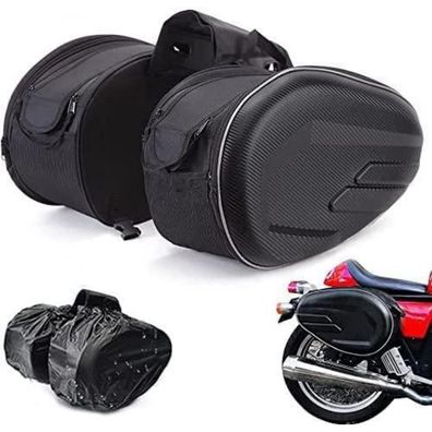 JFG RACING Motorrad Seitentaschen, erweiterbar 36L-58L, Kohlefaser-Optik, mit