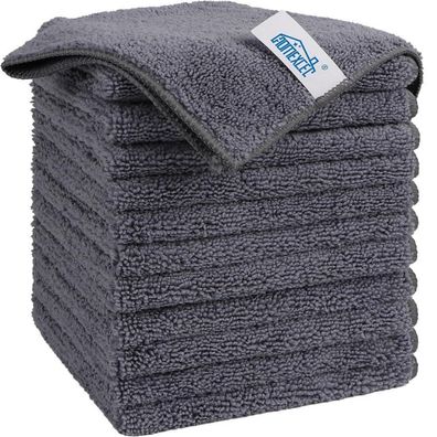 Homexcel Microfasertücher 12er Set, Grau, 30x30 cm - Ideal für Küche, Glas