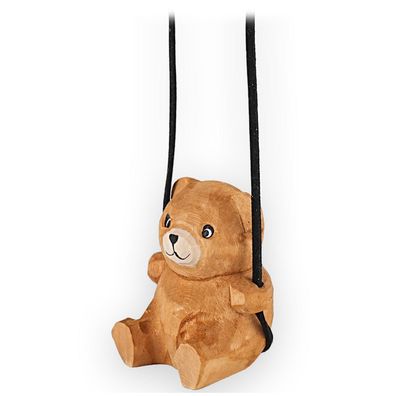 VIPbuy Handgefertigter Holz-Schaukel-Teddybär Autoanhänger für Rückspiegel Deko