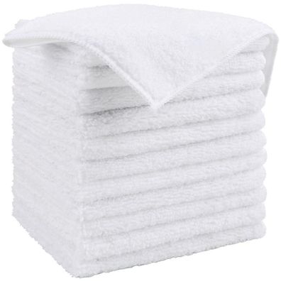 Homexcel Microfasertücher 12 Stück, Weiß, 30x30 cm - Ideal für Küche, Glas