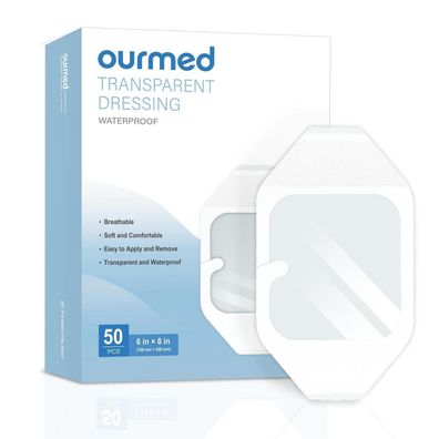 Ourmed Transparenter Folienverband 50 Stück, 15x20cm - Wasserdicht