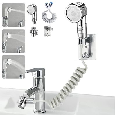 STOAT Waschbecken-Duschkopf Set mit 1,5m Schlauch, Brausehalter und