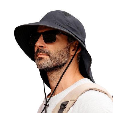 TOP-EX Unisex Sonnenhut mit Nackenschutz und Sonnenbrillenhalter, breitkrempig