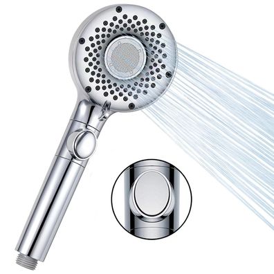 Foneso Duschkopf Handbrause mit 6 Strahlarten und Wasserstopp-Funktion