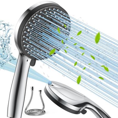 VOXON Duschkopf mit 1,5m Schlauch und 10 Strahlarten - Ideal für Dusche