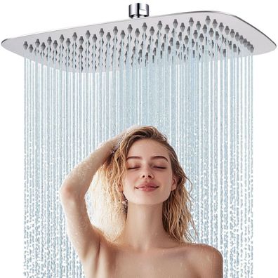 HardiValue Regendusche Duschkopf Edelstahl, Anti-Kalk-Düsen, Rechteckig 30x20