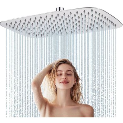 HardiValue Regendusche Duschkopf Edelstahl, Anti-Kalk-Düsen, Rechteckig 40 x 25