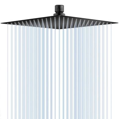 DLLCCM Regendusche 8 Zoll, quadratisch, Edelstahl matt-schwarz, mit