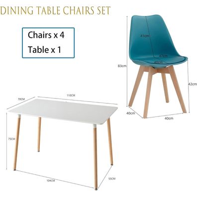 Esszimmer-Set mit 6 Stühlen, rechteckiger Holztisch 110x70x75 cm, 4