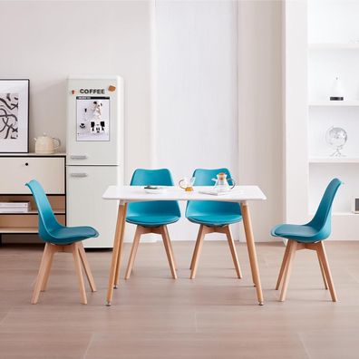 JZGORC Esszimmer-Set: Esstisch (110x70x75 cm) mit 4 skandinavischen Stühlen in