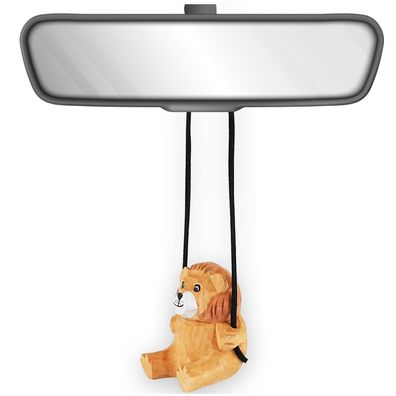 VIPbuy 100% Handgefertigter Holz Schaukel Löwen Autoanhänger für Rückspiegel