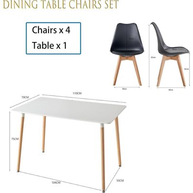 JZGORC Esszimmer-Set: Rechteckiger Esstisch (110x70x75 cm) mit 4